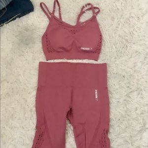 Pink Gymshark Energy Seamless Leggings, Sports Bra